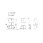 Mia Plus Square Set 80 cm, with two doors washbasin unit, flat mirror with lighting, white high gloss 69724