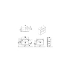 Root Classic Lavabo Dolabı 80 cm, iki çekmeceli, dar yuvarlak lavabo, mat gri 68682