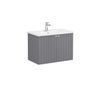 Root Groove Washbasin Unit 80 cm, with two doors with rounded washbasin, matt grey 69291