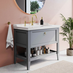 Valarte Meuble avec plan céramique 100 cm Valarte meuble avec plan céramique, 100 cm, avec tiror, gris mat Valarte meuble avec plan céramique, 100 cm, tiroir, fermeture douce, étagère, 1 trou pour robinet, trop-plein, poignées à passe doigt chromées, caisson MDF + film polymère, montage mural, gris mat 62184