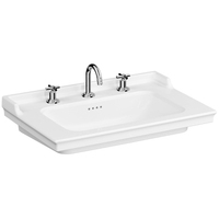 Valarte Etajerli Lavabo 80x53 cm Tek Armatür Delikli, Su Taşma Delikli, Beyaz 7802B403-0001
