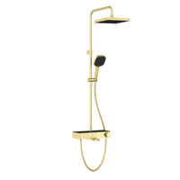 Core Square Duş Sistemi  Termostatik Banyo Bataryalı, Fırçalı Altın A4731025