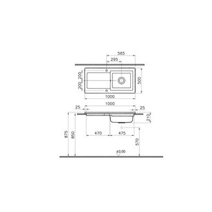 Arkitekt évier cuisine encastré 100 cm Arkitekt evier cuisine encastré,100cm, tr.p. robinet avant et arrière pré-percés Arkitekt evier cuisine encastré,100 cm, trous pour robinet avant et arrière pré-percés avec trop-plein - Y compris kit de montage et vidage 5770B003-0755