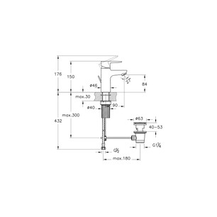 Flow Soft Compact Basin Mixer Pop-up, Matt Black  A4302636VUK
