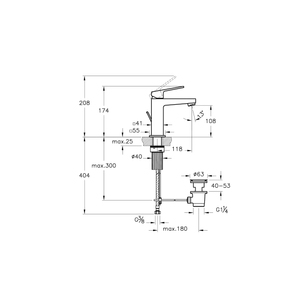 Minimax Square Basin Mixer  With pop-up, Chrome A43721EXP