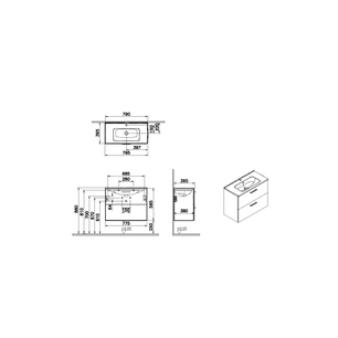 Mia Washbasin Unit 80 cm, with two drawers white high gloss 66139