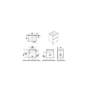 Mia Plus Square Washbasin Unit 60 cm, with two drawers leg, anthracite high gloss 69732