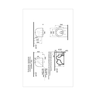 Liquid Wall-hung WC Rim-ex, hidden fixation, 54 cm with bidet function, Clean, white 7321B403H0090