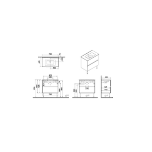 Mia Plus Square Washbasin Unit 80 cm, with two drawers leg, anthracite high gloss 69744