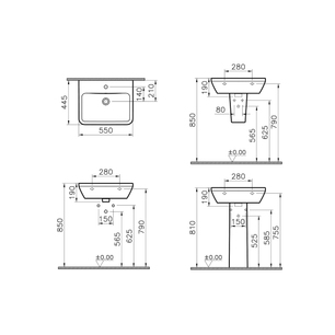Integra Washbasin Rectangular, 55x45 cm with One Tap Hole, with Overflow Hole, White 7049B003-0001