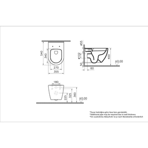 Mia Round Wall-hung WC SmoothFlush, hidden fixation, 54 cm without bidet function, white 7510B003H0075