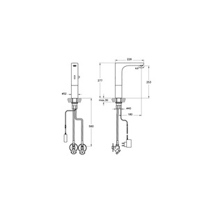 Root R mit.lav.él.h.sect.,chr. Root Round mitigeur électronique haut, sans garniture de vidage, secteur, chromé Mitigeur électronique Haut avec capteur sensoriel- Économie d’eau : 1,3l/min, s.garn.de.vid. -mono trou-saill.142 mm, haut.goul.113 mm, 6 V, Mousseur intégré, Vanne magnétique-racc.flex., Avec kit de montage, Chromé_sur secteur A47125EXP