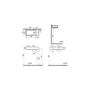 Archiplan Compact Basin, 60x28 cm White compact basin, 60cm, one tap hole - right  7406B403-0029