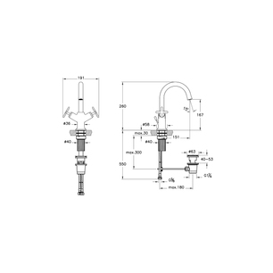 Origin Classic Basin Mixer  Double Handle, Pop-up Controlled, Brushed Gold A4288525