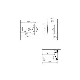 S20 Washbasin special needs, 60x55 cm without tap hole, with overflow hole, white 5289B003H0012