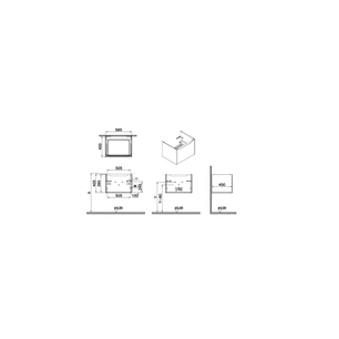 Sareta Square Wall-hung Washbasin Unit – 60 cm, suitable for a vanity basin Washbasin unit, one drawer, High Gloss White finish. Without washbasin – compatible with the 60 × 46 cm Sareta vanity basin. Size: W: 565 mm D: 447 mm H: 395 mm. Sareta furniture combines bold colours and solid matt finishes with a seamless handleless design, enhancing its simplicity, proportion and contemporary character while offering ample storage. Features include soft-close mechanisms, full-extension drawers and metal-sided storage, along with VitrA Hygiene glaze, which inhibits the growth of harmful bacteria by up to 99.9% on all ceramic surfaces. To be paired with 7895B003-7200 Sareta vanity basin. 80165