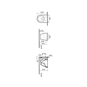 Integra Pack WC suspendu compact sans bride Integra Pack WC susp. compact, sans bride, 48 cm Integra Pack WC susp. compact, VitrA Flush 2.0, fixation cachée par le dessus (V-Fit 2.0), 48 cm, capacité de chasse d'eau 3/6l, abattant Duroplast, amovible, fixation par le haut, fermeture douce et libération rapide 7040B003-6170