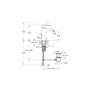 Flow Square Standard Basin Mixer Pop-up, Matt Black  A4293936VUK