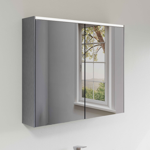 Core Aynalı Banyo Dolabı 80 cm, aydınlatmalı fırçalı krom 66911