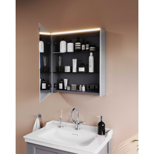 Prime Aynalı Banyo Dolabı 60 cm, aydınlatmalı sensörlü, ayarlanabilir ışık, fırçalı krom, sol 67001