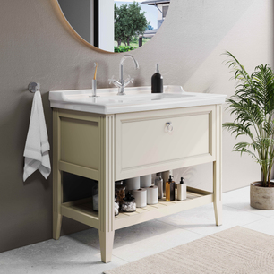 Valarte Washbasin Unit - 100cm Washbasin unit, with 1 drawer, with vanity basin, with chrome handle, 100 cm, 1TH  62185
