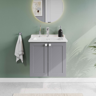 Root Classic Lavabo Dolabı 60 cm, iki kapaklı klasik lavabo, mat gri 68703