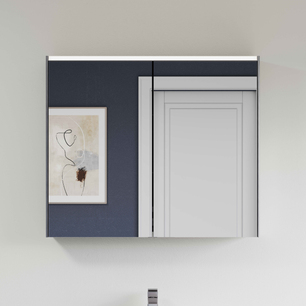 Core Aynalı Banyo Dolabı 80 cm, aydınlatmalı fırçalı krom 66911