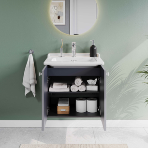 Root Classic Lavabo Dolabı 60 cm, iki kapaklı klasik lavabo, mat gri 68703