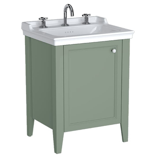 Valarte Neo Lavabo Dolabı 65 cm, bir kapaklı etajerli lavabolu, üç armatür delikli, retro yeşil, sol 65834