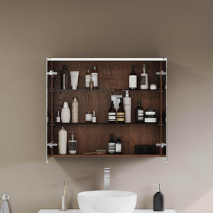 Metropole Edge Aynalı Banyo Dolabı 80 cm, aydınlatmalı ceviz 67165