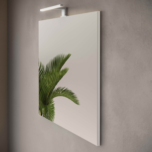Mia Set 80 cm, with two doors washbasin unit, flat mirror with lighting, white high gloss 69570