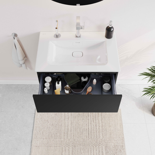 Metropole Pure Lavabo Dolabı 80 cm, iki çekmeceli etajerli lavabolu, mat grafit 67226