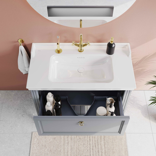 Valarte Washbasin Unit - 100cm Washbasin unit, with 1 drawer, with vanity basin, with chrome handle, 100 cm, 1TH  62184