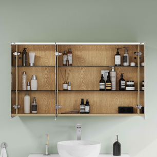 Metropole Edge Aynalı Banyo Dolabı 120 cm, aydınlatmalı açık meşe 67148