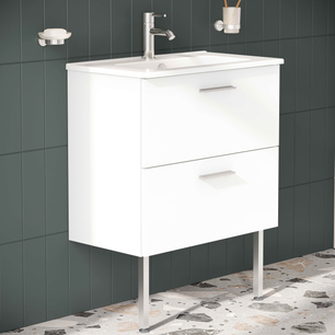 Mia Washbasin Unit 70 cm, with two drawers leg, white high gloss 66103