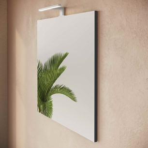 Mia Set 80 cm, with two doors washbasin unit, flat mirror with lighting, anthracite high gloss 69569