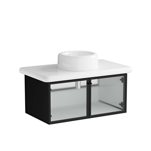 Liquid Washbasin Unit With Fluted Glass Doors