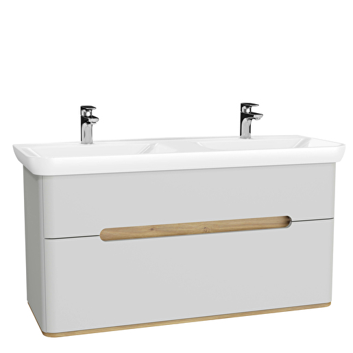 Matte Light Grey Sento Double Washbasin Unit - 130 cm 65991