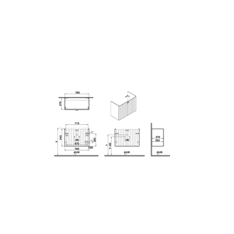 Root Groove Washbasin Unit Matt Graphite, without washbasin Root furniture is a complete bathroom solution offering washbasin units, side units, tall storage units in three designs and taps in  two complementary designs; round and square. Compatible with 7034B003-0001 and 7789B003-0029 washbasins. Handles available 68978