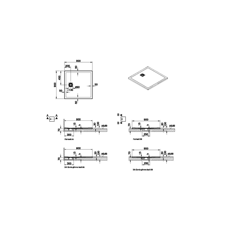 V-Stone 90x90 ,pierre blanc Receveur V-Stone 90x90 Carré Pierre Blanc Receveur en pierre de synthèse V-Stone 90x90 Carré Pierre Blanc 59920085000