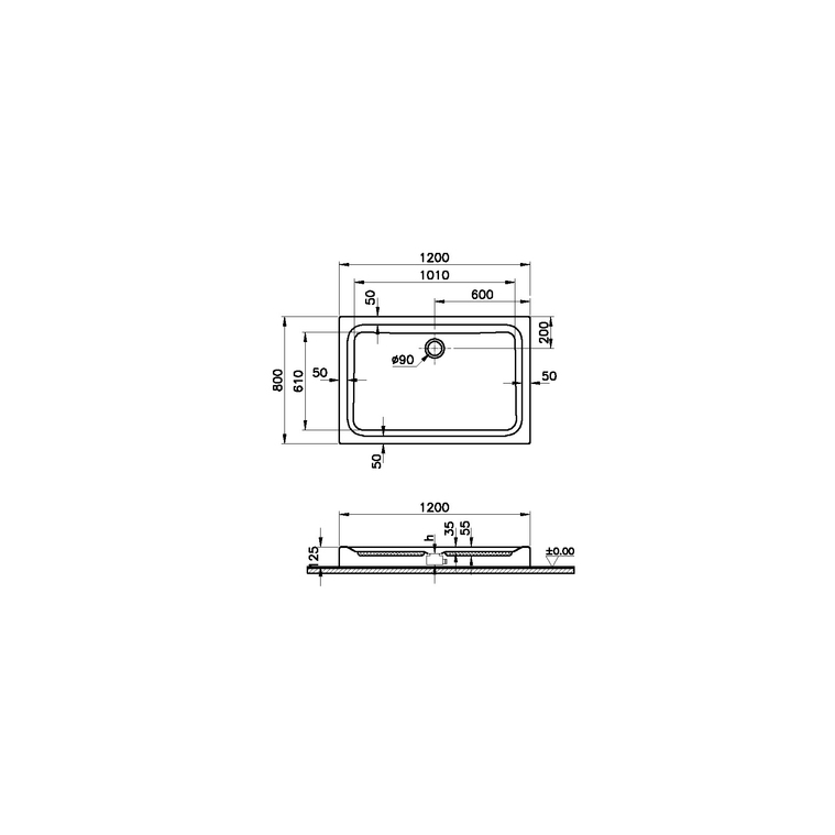 Optimum Neo Dikdörtgen Monoblok Gövde 120x80 cm  64150002000