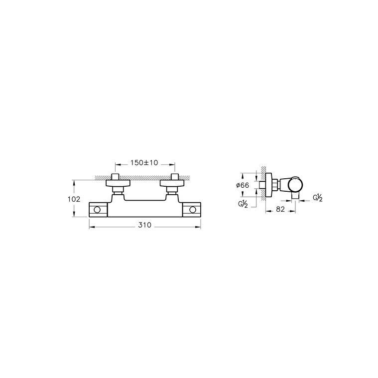 AquaHeat RS4 mitigeur thermostatique douche RS4 mitigeur thermostatique douche, cartouche C3, Chromé RS4 mitigeur thermostatique douche, cartouche C3, chrome A47183EXP