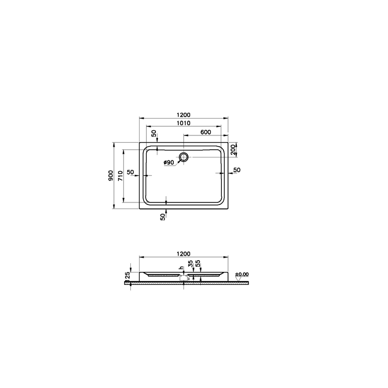 Optimum Neo Dikdörtgen Monoblok Gövde 120x90 cm  64160002000
