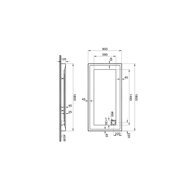 T90 Dikdörtgen Monoblok Duş Teknesi 180x90 cm  58690002000