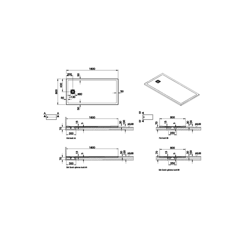 V-Stone 160x80 ,pierre noir Receveur en pierre de synthèse V-Stone 160x080 Pierre Noir Receveur en pierre de synthèse V-Stone 160x080 Pierre Noir 59920127000