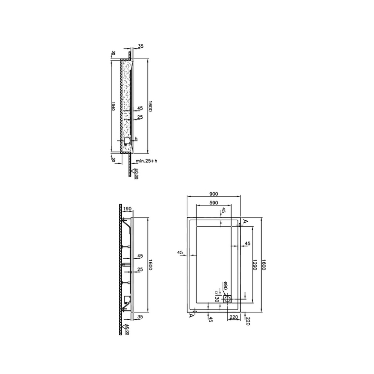 T90 Dikdörtgen Flat Duş Teknesi 160x90 cm  58770002000