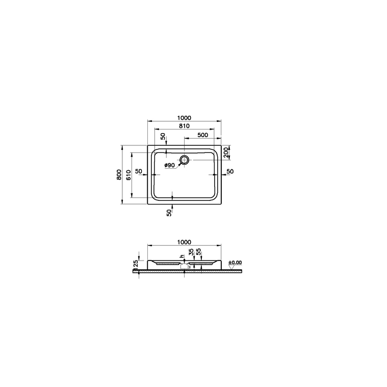Optimum Neo Dikdörtgen Monoblok Gövde 100x80 cm  64140002000