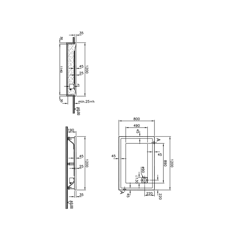 T80 Dikdörtgen Flat Duş Teknesi 120x80 cm  56760002000