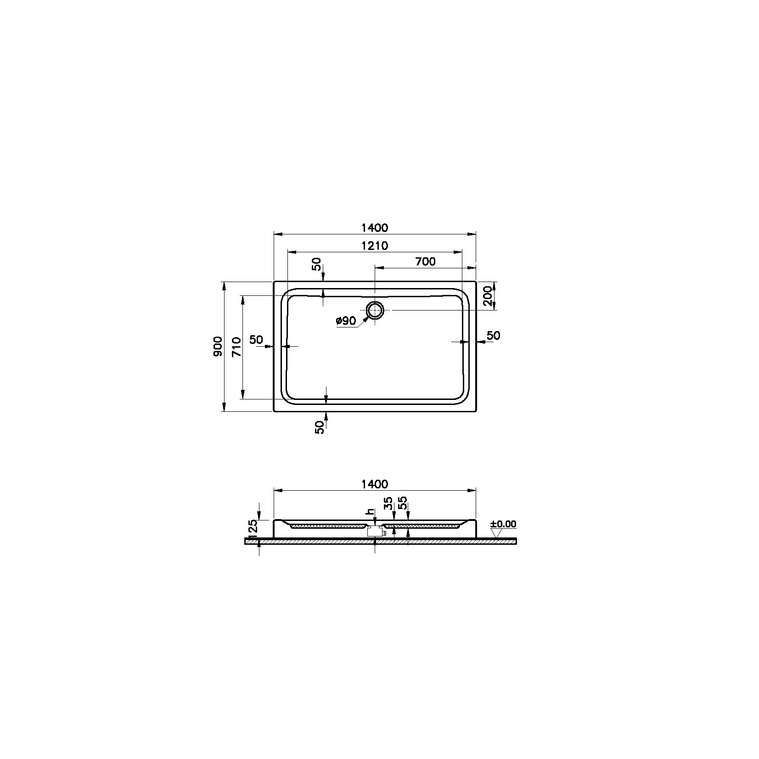 Optimum Neo Dikdörtgen Monoblok Gövde 140x90 cm  64170002000
