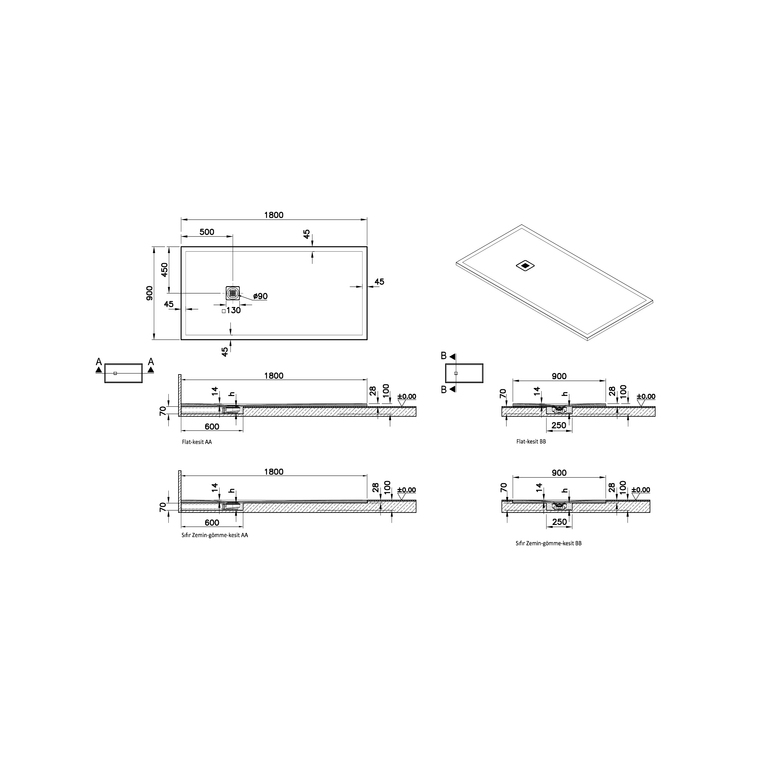 V-Stone Neo 180 x 90 Rectangulaire Receveur 180 x 90 Rect., Blanc, siphon et cache-siphon inclus, coloré, 90 mm Receveur 180 x 90 Rectangulaire, Blanc, siphon et cache-siphon inclus, coloré, 90 mm, recoupable de 10 cm du côté du mur (3 cotés), réparable (Classification antidérapant PN24) 66210001801